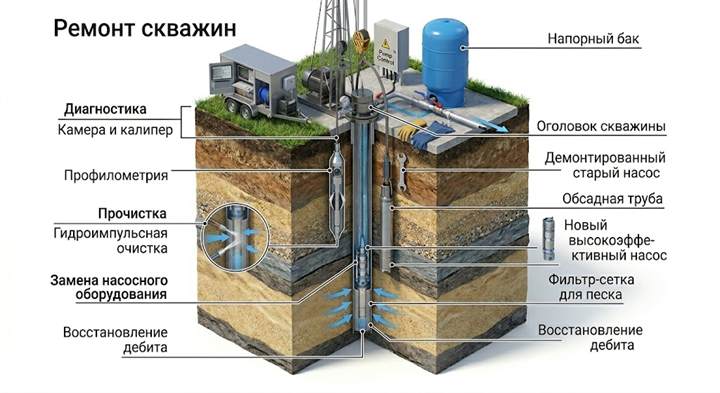 Ремонт скважин в Клину